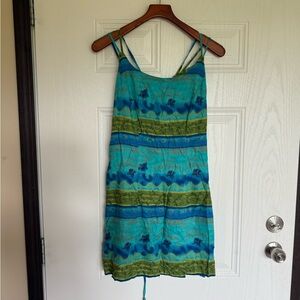 2 for $15 sale: Explorations blue striped beach dress lace up back - 13